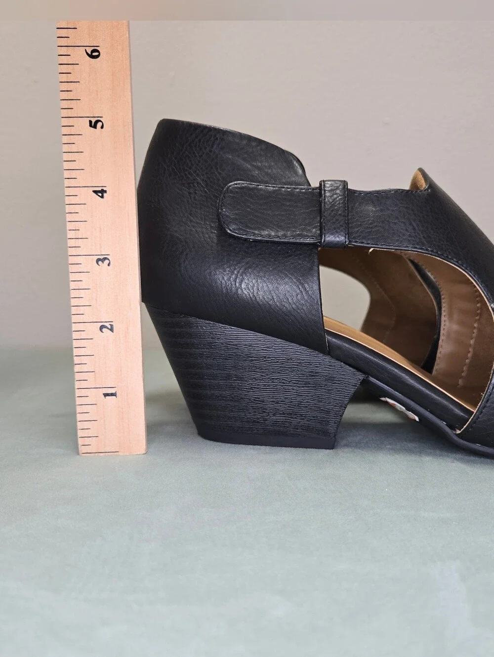 Natural Soul Daya Black Peep Toe Block Heel Sandal Size 9